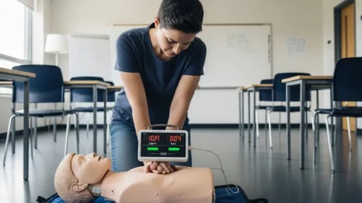 what does a chest compression feedback device monitor